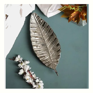Exclusive Aluminium Leaf Tray Best Quality Handmade Metal <b>Decorative</b> Tray For Dining <b>Table</b> Wedding <b>Party</b> Restaurants Hotels Tray - Product Image 1