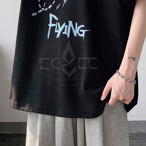 T-shirt surdimensionné confortable, respirant, taille personnalisée en stock, fabriqué en coton et fibre de bambou, couleurs et logo personnalisés - Product Image 3