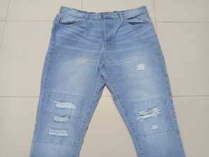 Jean droit personnalisé de haute qualité, vintage, délavé et abîmé, mode streetwear - Product Image 2
