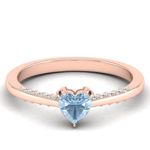 Nouvelle arrivée REYES, bagues de fiançailles en argent sterling 925 avec moissanite, forme de cœur, 0,5 carat, pierre précieuse aquamarine, bagues solitaires fines - Product Image 5