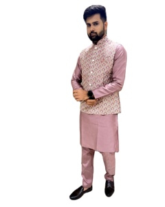 Tissu en soie de coton de qualité supérieure pour homme avec broderie de fils multicolores Nouvelle collection de vêtements indiens et pakistanais Vente en ligne - Product Image 1
