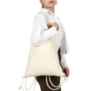 Cotton <b>Drawstring</b> <b>Backpack</b> 14x16 (35x40 Cm) Eco-Friendly 4 oz Portable Lightweight Large Capacity Casual Style for Advertising - Product Image 5