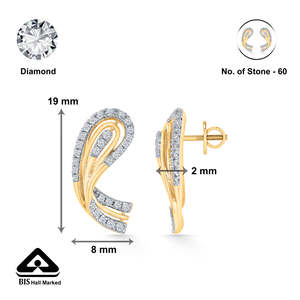 Aabhira Twirl 14k Gold & <b>Diamond</b> Stud <b>Earrings</b> with <b>Pearl</b>-Rose White or Yellow Gold-Trendy Engagement Jewelry - Product Image 5