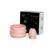 Ensemble de fouets à matcha en céramique japonaise rose, fouet en bambou, bol, support pour la cérémonie du thé