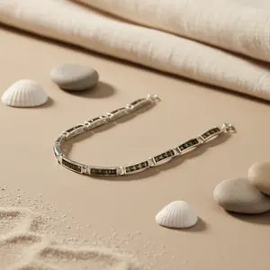 สร้อยข้อมือผู้หญิงประดับหินโทแพซทรงสี่เหลี่ยมชุบโรเดียมสำหรับสวมใส่ในชีวิตประจำวัน - Product Image 3