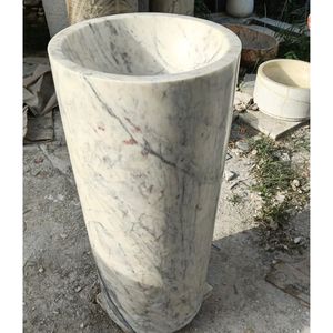 อ่างล้างหน้าหินทรงกรวยทันสมัยหรูหราพร้อมฐานรอง อ่างล้างมือหินอ่อนสำหรับห้องน้ำ โรงแรม วิลล่า โกดัง ผิวขัดเงา - Product Image 2