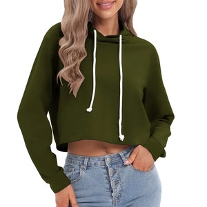 Sweat-shirt à capuche décontracté pour femme, automne-hiver, manches longues, crop top, style Y2K, sweat-shirt court, streetwear, devant écologique - Product Image 6