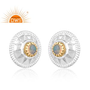 Fine Sterling Silver Natural Ethiopian <b>Opal</b> Gemstone <b>Stud</b> <b>Earring</b> Designer Jewelry For Women - Product Image 2