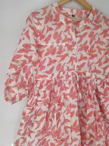 Haute qualité indien femmes décontracté imprimé longue Maxi robe col rond et taille naturelle Style doux 100% coton prix de gros - Product Image 5