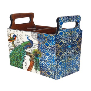 Support de couverts en bois MDF Design Peacock Support de rangement spécial pour ustensiles avec revêtement en émail avec poignée - Product Image 1