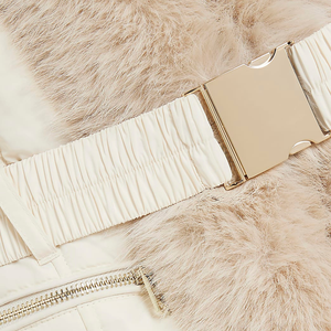 Veste matelassée en fausse fourrure pour femme, manteau d'hiver chaud, ceinture, garniture en peluche douce, vêtement d'extérieur élégant et isolé, design personnalisé - Product Image 5