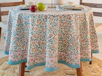 Nappe carrée florale indienne imprimée à la main, 100 % coton pur, écologique, personnalisable, Pinkcity Handloom