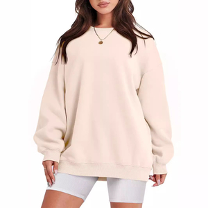 Custom Design Winter Casual Women's 100% Polyester Fleece Sweatshirt Solid Color Oversized Crop Top Quick Dry Breathable Custom - Product Image 4