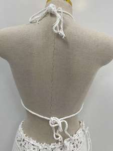 Top de Bikini Personalizado para Mujer, Falda de Bikini Tejida a Mano con Cierre de Gancho, Estilo Europeo Americano, Decoración de Encaje, Logotipo en la Cintura - Product Image 3