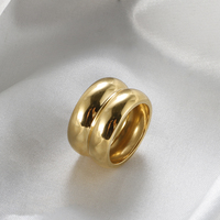 Anlaufgeschützter, klobiger, dicker Gold-Statement-Ring für Damen, 18K vergoldeter Edelstahl, breiter Kreisring, Doppelkuppelring