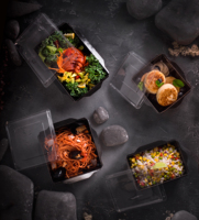 Hochwertige OSQ OpSalad 450 Kraftpapier-Lebensmittelbehälter, vielseitig einsetzbar, zum Mitnehmen, mit individuellem Logo, Salatschüssel mit transparentem Deckel