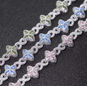 Bracelet trèfle à quatre feuilles entièrement serti de moissanite VVS, argent 925, BRACELET CUBAIN EN DIAMANT - Product Image 4