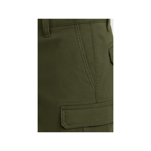 Men's Olive Green Cargo Shorts Mid Waist Button Fly Casual Bermuda Style Cotton Shorts with Side Pockets - Product Image 3