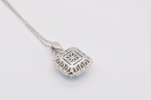 Collar de lujo de plata esterlina 925 al por mayor con aguamarina cuadrada CZ exquisito diseño clásico para bodas y fiestas - Product Image 4