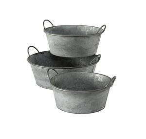 Jardinière en métal fini galvanisé à l'aspect classique avec poignées pour jardinières décoratives de jardin extérieur à la maison - Product Image 1