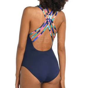 Traje de baño de tamaño adulto para niñas hecho a medida Color sólido Logotipo frontal Spandex/Poliéster Transpirable Venta directa de fábrica-1 pieza - Product Image 4