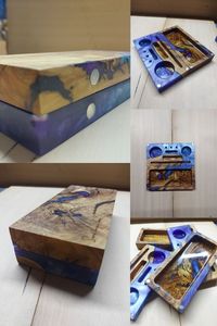 Cenicero de madera y resina epoxi de forma cuadrada de diseño moderno, logotipo de Color personalizado, portátil para interiores y exteriores, novedad - Product Image 3