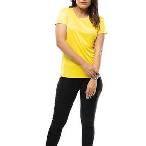 Camiseta de algodón y poliéster para mujer, precio razonable, camiseta más vendida, diseño personalizado, uso al aire libre, camiseta para mujer - Product Image 5