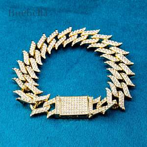 Venta caliente 18MM 18K chapado en oro VVS Moissanite Diamond Iced Cuban Link Bracelet - Product Image 1