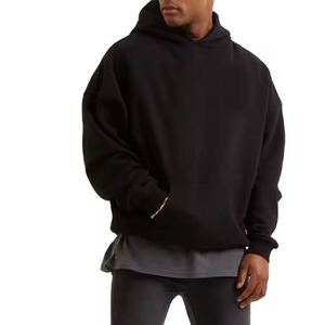 Sudaderas con capucha para hombre, diseño simple, 100% algodón, color negro liso, de alta calidad, a precios razonables. - Product Image 1