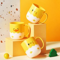 Mignon gobelet en PP en forme de canard pour enfants, tasse à boire en plastique avec poignée pour salle de bain, maison, école, cadeau