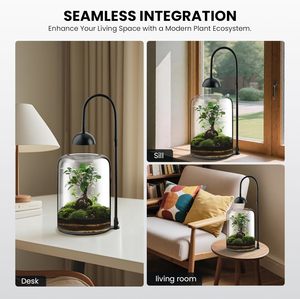 Terrarium en verre pour plantes avec ventilation LED, grand terrarium pour plantes avec ventilation pour plantes succulentes, 8,7 pouces de haut, décoration d'intérieur - Product Image 3