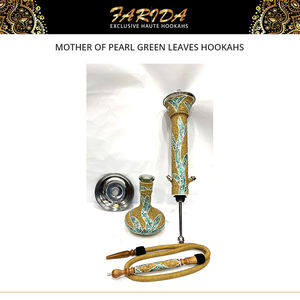 Chicha Farida Exclusive de Luxe en Acier Inoxydable, Décorée de Feuilles Vertes en Nacre Égyptienne et Laque, Modèle de Collection Premium - Product Image 6