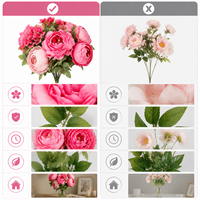 Pivoines de style européen simulées couleur printemps 13 fleurs de pivoines artificielles utilisées pour la décoration de salle d'échantillons d'accessoires de mariage