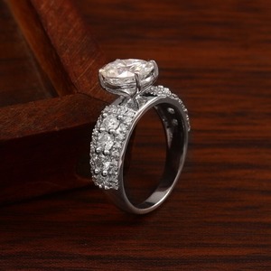 Oval Pave Setting <b>Ring</b> 9 X 7 MM Moissanite Sterling Silver <b>Ring</b> Beautiful <b>Ring</b> Wedding Gift & Making for Diamond Jewelry - Product Image 4