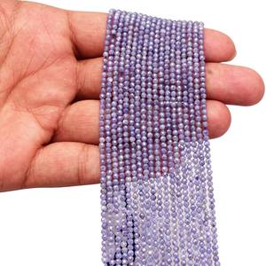 Cuentas Microfacetadas de Piedra Lunar Azul AAA+ de 2mm-3mm, Piedra Lunar Natural con Recubrimiento Plateado, Cuentas Redondas de Piedras Semipreciosas para Joyería - Product Image 5