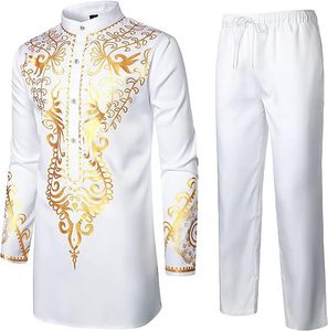 Formale <span class=keywords><strong>da</strong></span> <span class=keywords><strong>uomo</strong></span> africano <span class=keywords><strong>da</strong></span> festa Dashiki Set di pantaloni della camicia abiti tradizionali abito formale <span class=keywords><strong>da</strong></span> <span class=keywords><strong>uomo</strong></span> due pezzi - Product Image 3