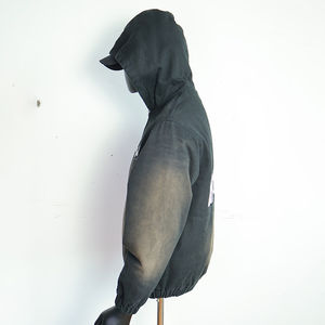 2026 Sweat à capuche streetwear personnalisé en coton épais et lourd, hiver, brodé, délavé soleil, délavé à l'acide, zippé, effet vieilli vintage - Product Image 5