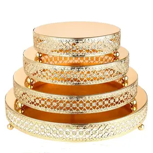 Metal luxury Cake Stand With Gold Plating Set of 4 for Hotel Restaurant Bakery & Wedding Cake Decoration Display Stand