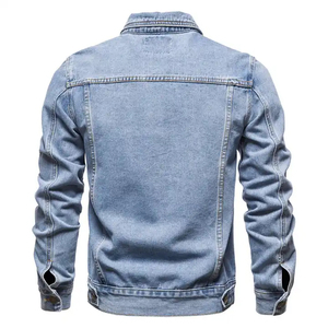 New Fashion Wholesale <b>Men's</b> Vintage Denim <b>Jackets</b> with Stand Collar and Front Logo Windproof 100% Cotton High Quality - Product Image 5