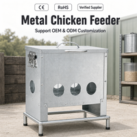 Mangeoire automatique pour poulets JH-Mech avec poignée à loquet, sans gaspillage, 25 livres, 4 ports, en métal argenté, mangeoire automatique pour volailles