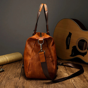 Haut de gamme nouveau grand Vintage café noir grand 100% en cuir véritable hommes d'affaires sac de voyage mâle Gym sac polochon - Product Image 2