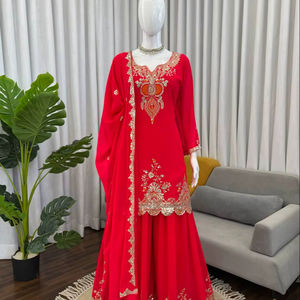 Proveedor Indio de Trajes Sharara Palazzo Salwar de Diseño Elegante y Hermoso, con Bordado, de Diseñador de Moda, en Tela Georgette - Product Image 1