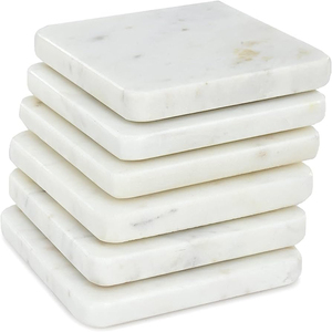 Wholesale High Quality Marble <b>Coaster</b> Set of 4 <b>White</b> Marble <b>Coaster</b> Set Round Natural <b>Coasters</b> with Gold Edges - Product Image 4