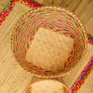 ตะกร้าไม้ไผ่ซักผ้างานหัตถกรรมเวียดนามวางซ้อนกันได้แบบสากล - Product Image 2