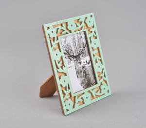 Unique Laser Cut Floral Design <b>Photo</b> <b>Frame</b> Mint Green Resin Overlay On Natural Wood Desktop Display For Bohemian Home Decor - Product Image 4