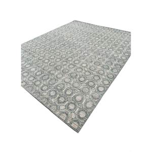 Alfombra Afgana de Lana Tejida a Mano con Patrón Geométrico Azul Erbe, 9x12, para Sala de Estar o Decoración de Pasillos - Lnr-3120 (Cs-01) - Product Image 2