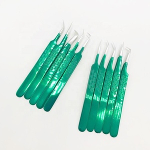 แหนบสแตนเลสสีเขียวสำหรับต่อขนตาอุปกรณ์เสริมความงามพร้อมปลายแหลมทนทาน - Product Image 4