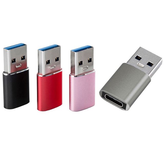 Fast Charge USB3.0 Male to Type-C Female Adapter Converter for Mobile Phone Tablet Computer & Earphone-Various Colors