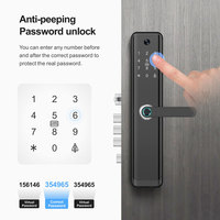 Nouvelle serrure intelligente Tuya 2025 avec caméra œil de chat et carte mémoire, prend en charge le déverrouillage par empreinte digitale/mot de passe/application pour bois/acier/aluminium