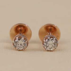 Boucles d'oreilles clous en diamant de laboratoire taille ronde, qualité supérieure, argent sterling et or, clarté VS1, bijoux en diamant - Product Image 3